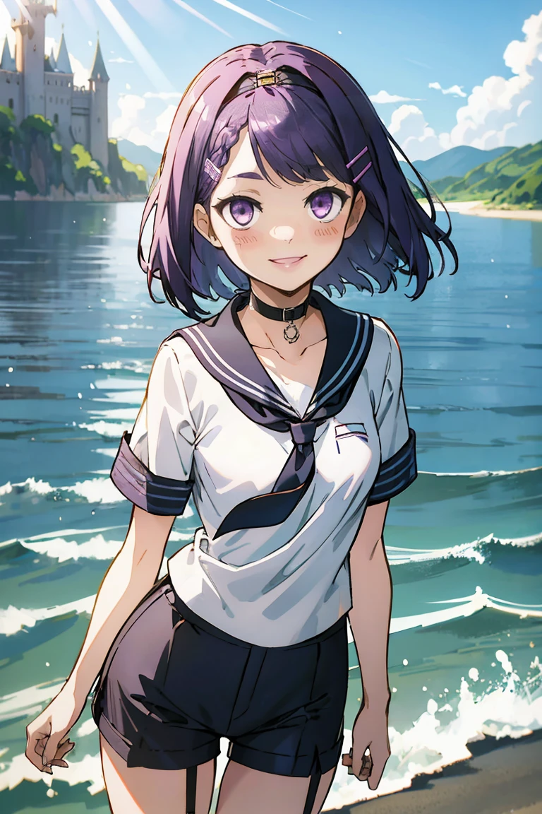 <Quality Improvement Prompts>
((1girl)),sexy body,(((Perfect hands,Perfect Anatomy))),(masterpiece:1.1), (best quality:1.1), ((Beautiful detailed eyes: 1.6)),smaller eyes,((Very detailed face,perfect face)),(glorious skin),NSFW,
<Character appearance、Background and other prompts>
(((toru asakura, blue hair, earrings, gradient hair, multicolored hair, parted bangs, purple hair,short hair,shiny hair,))),
BREAK
(white theme:1.3), (fusion of white sundress and white school uniform:1.4), ((white pleated-skirt, white skirt):1.5), (white beret with light-blue ribbon:1.4), (white shirt with blue sailor collar:1.4), (short sleeve:1.2), (light-blue ribbon:1.3), (blue line on white skirt:1.2), ((white socks, loafers):1.2),
<put out the tongue>
oft light,rim light,sidelights,
BREAK
(sunbeam, sunshine, wind, beach, seashore),
BREAK
looking at viewer,ssmile