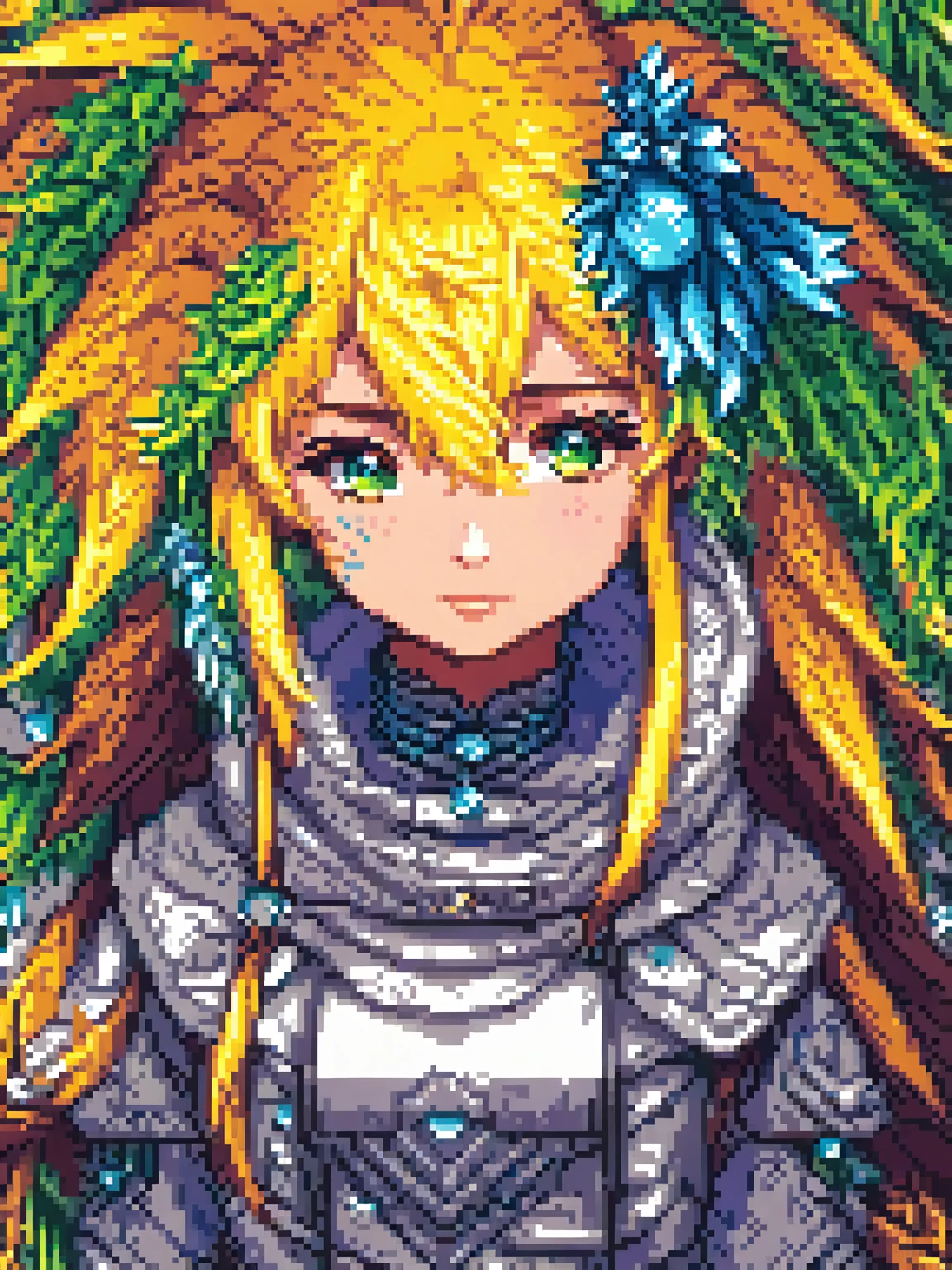 A highly detailed kawaiipunk anime person, androgenous, done in high resolution pixel in the style of final fantasy