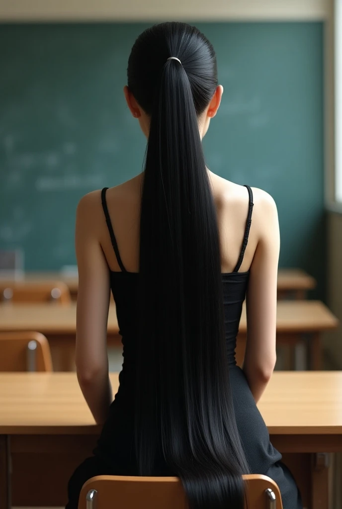Four high school girls, very long hair like rapunzel,plain black color,innocent face, tender,small frame glasses,totally naked, perfrect nipples, hery bits, thin waist, lonly legs, School, classroom,desk, board, desks with notebooks and pencil ,Best Quality, Masterpiece, high resolution, 8k, (realist: 1.4), Ultra high resolution, ultra detailed, Surreal, highly detailed CG illustration, Official Art, cinematic light,hyperreality,最high quality, Photoreal, 8k, high resolution, thin skin, 8k hd, Digital single lens reflex camera, Luz outfit, high quality, film grain, fuji xt3