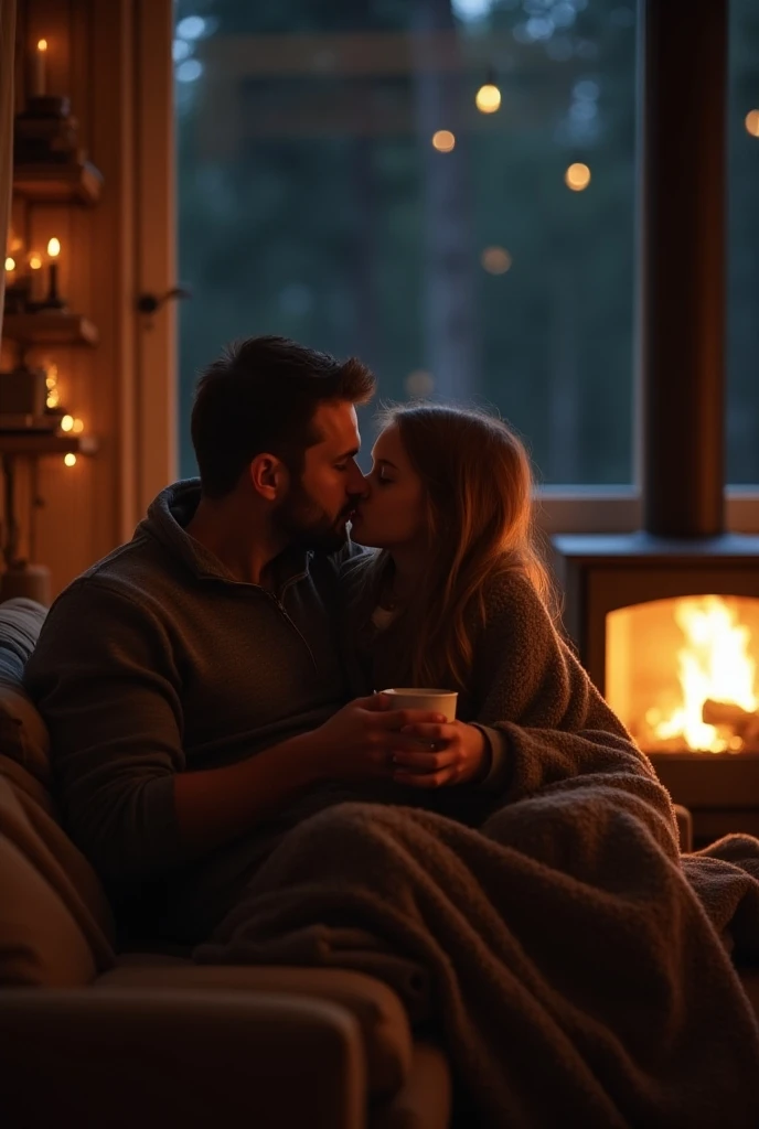 Un couple dans un chalet de montagne tres bien decorer