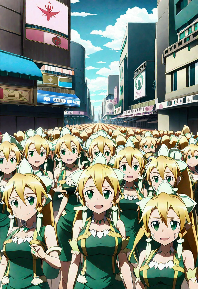 ((( leafa \(terraria\), sword art online))), masterpiece, best quality, very aesthetic, absurdres, anime artwork, anime style, key visual, vibrant, studio anime, highly detailed, large breasts(((An infinite number of girls with the same face and the same figure)))(((cloned face)))
(((similar identical twins)))
All the girls have the exact same face, The two have the same face and figure, as if they were mirror images