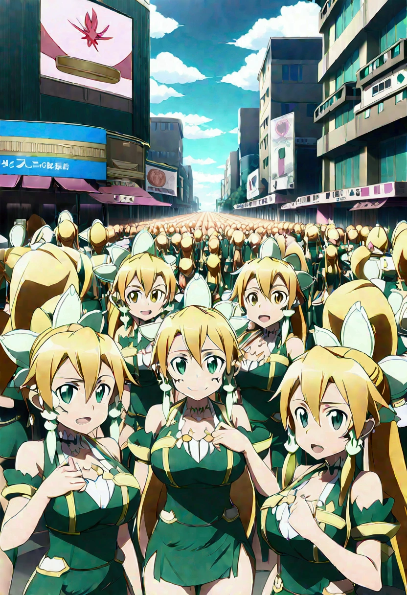 ((( leafa \(terraria\), sword art online))), masterpiece, best quality, very aesthetic, absurdres, anime artwork, anime style, key visual, vibrant, studio anime, highly detailed, large breasts(((An infinite number of girls with the same face and the same figure)))(((cloned face)))
(((similar identical twins)))
All the girls have the exact same face, The two have the same face and figure, as if they were mirror images