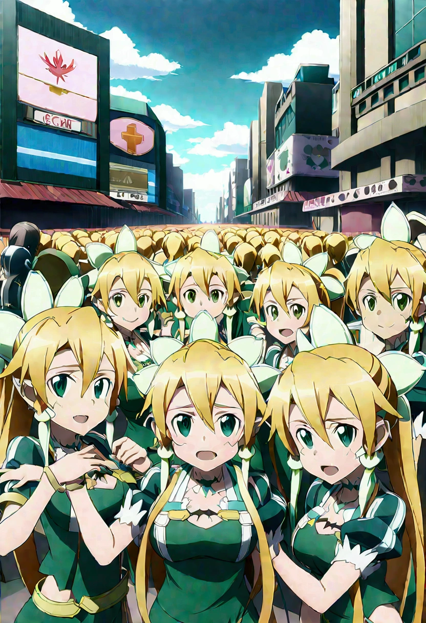 ((( leafa \(terraria\), sword art online))), masterpiece, best quality, very aesthetic, absurdres, anime artwork, anime style, key visual, vibrant, studio anime, highly detailed, large breasts(((An infinite number of girls with the same face and the same figure)))(((cloned face)))
(((similar identical twins)))
All the girls have the exact same face, The two have the same face and figure, as if they were mirror images