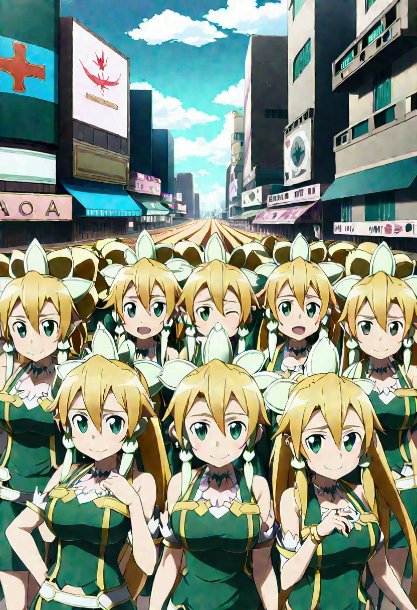 ((( leafa \(terraria\), sword art online))), masterpiece, best quality, very aesthetic, absurdres, anime artwork, anime style, key visual, vibrant, studio anime, highly detailed, large breasts(((An infinite number of girls with the same face and the same figure)))(((cloned face)))
(((similar identical twins)))
All the girls have the exact same face, The two have the same face and figure, as if they were mirror images