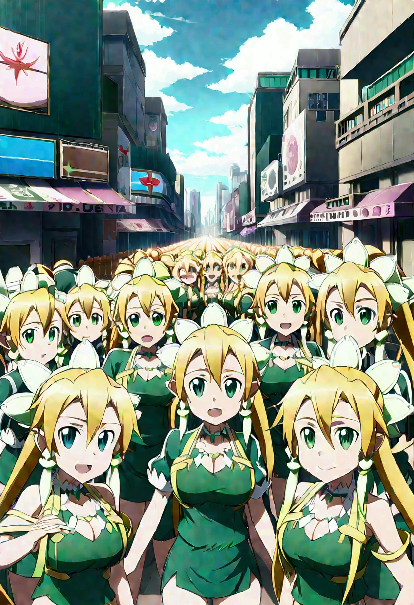 ((( leafa \(terraria\), sword art online))), masterpiece, best quality, very aesthetic, absurdres, anime artwork, anime style, key visual, vibrant, studio anime, highly detailed, large breasts(((An infinite number of girls with the same face and the same figure)))(((cloned face)))
(((similar identical twins)))
All the girls have the exact same face, The two have the same face and figure, as if they were mirror images