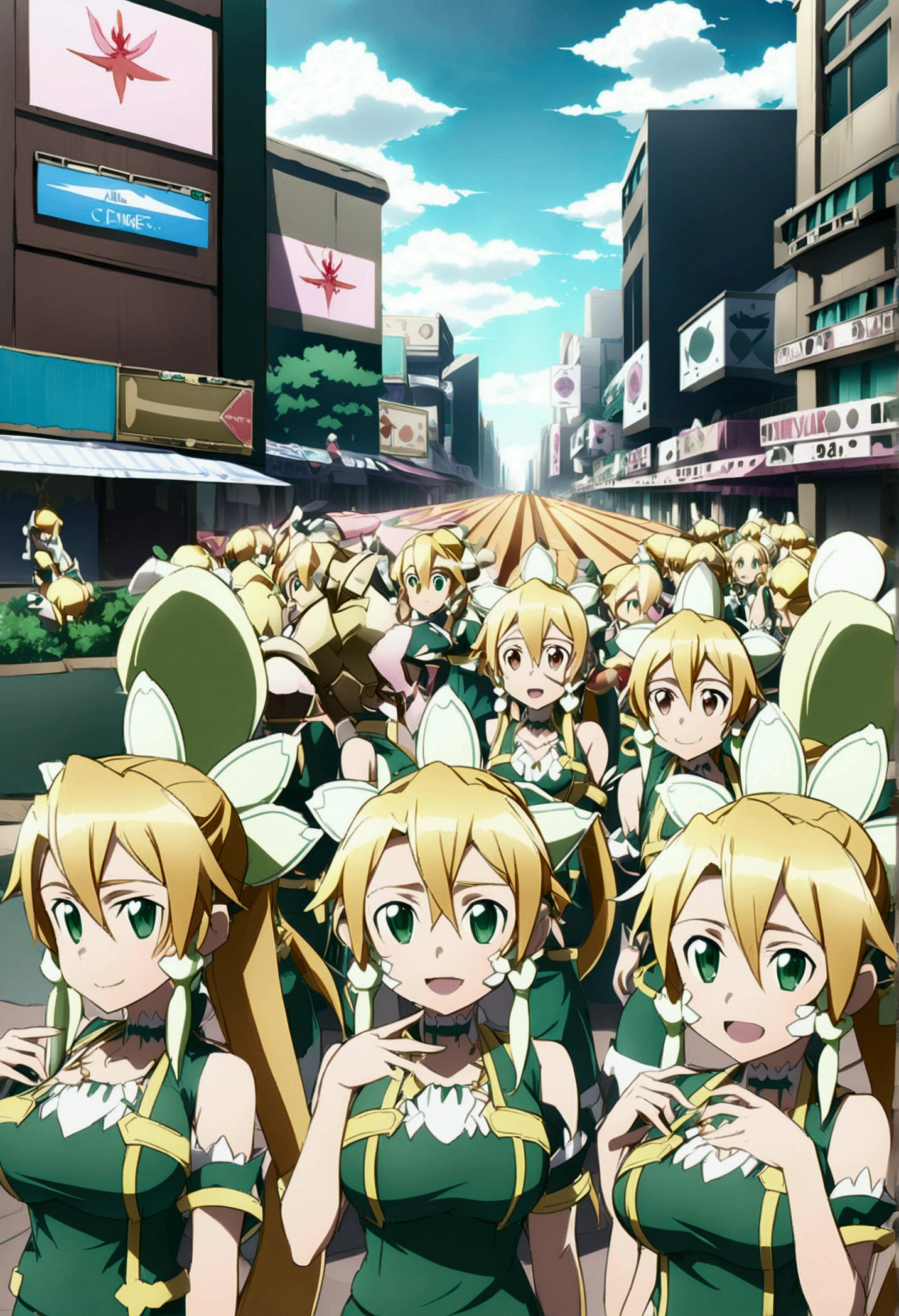 ((( leafa \(terraria\), sword art online))), masterpiece, best quality, very aesthetic, absurdres, anime artwork, anime style, key visual, vibrant, studio anime, highly detailed, large breasts(((An infinite number of girls with the same face and the same figure)))(((cloned face)))
(((similar identical twins)))
All the girls have the exact same face, The two have the same face and figure, as if they were mirror images