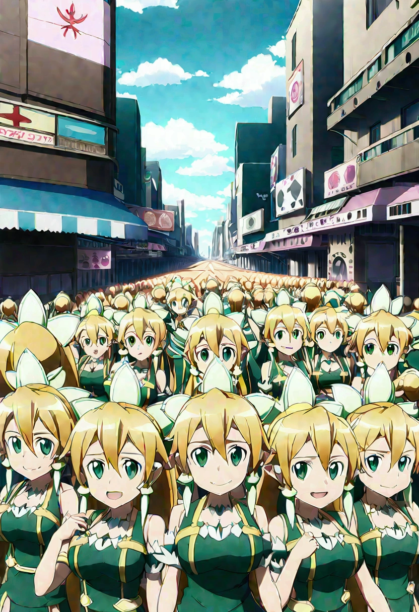 ((( leafa \(terraria\), sword art online))), masterpiece, best quality, very aesthetic, absurdres, anime artwork, anime style, key visual, vibrant, studio anime, highly detailed, large breasts(((An infinite number of girls with the same face and the same figure)))(((cloned face)))
(((similar identical twins)))
All the girls have the exact same face, The two have the same face and figure, as if they were mirror images