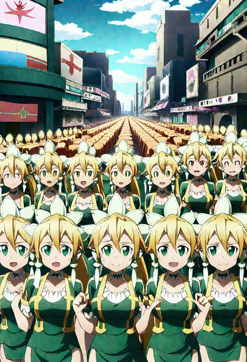 ((( leafa \(terraria\), sword art online))), masterpiece, best quality, very aesthetic, absurdres, anime artwork, anime style, key visual, vibrant, studio anime, highly detailed, large breasts(((An infinite number of girls with the same face and the same figure)))(((cloned face)))
(((similar identical twins)))
All the girls have the exact same face, The two have the same face and figure, as if they were mirror images