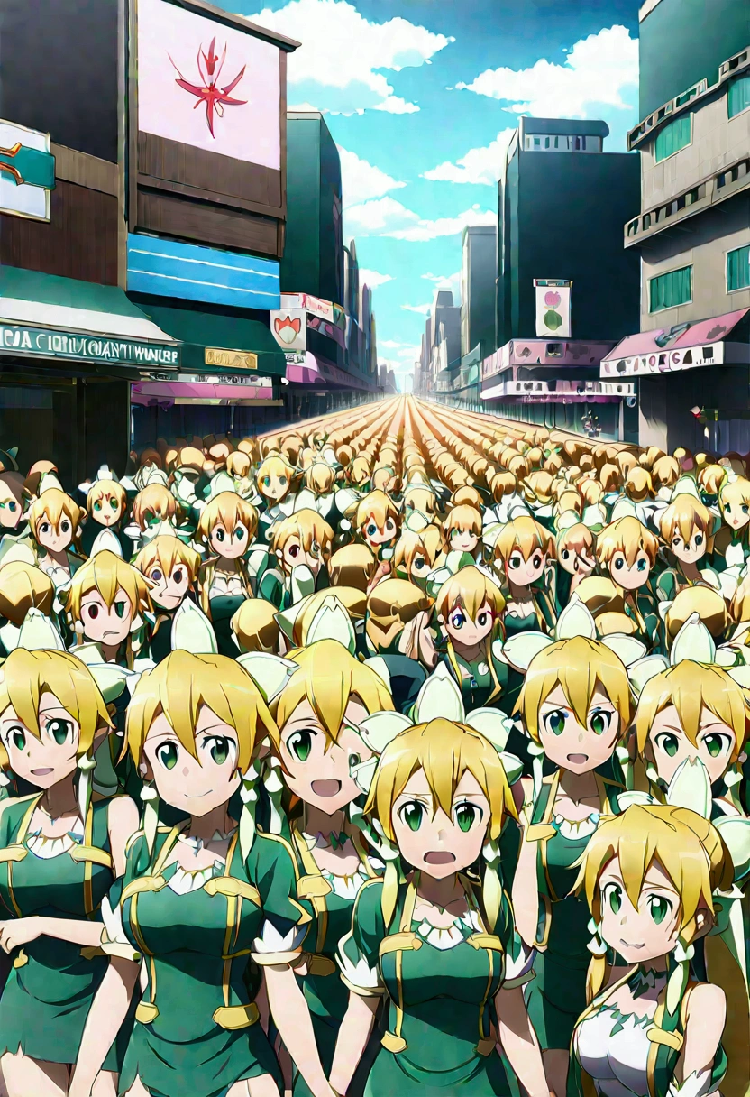 ((( leafa \(terraria\), sword art online))), masterpiece, best quality, very aesthetic, absurdres, anime artwork, anime style, key visual, vibrant, studio anime, highly detailed, large breasts(((An infinite number of girls with the same face and the same figure)))(((cloned face)))
(((similar identical twins)))
All the girls have the exact same face, The two have the same face and figure, as if they were mirror images