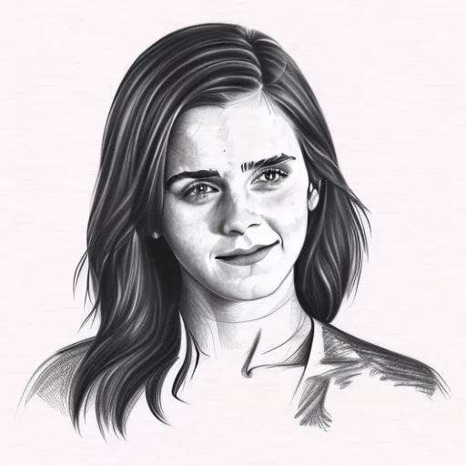 pencil sketch, a woman, Emma Watson, 18 years old 