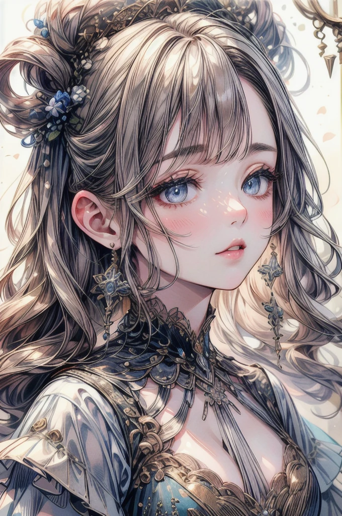 (masterpiece:1.2), best quality,PIXIV, 1girl, long hair, detailed dress, elegant, beautiful detailed eyes, beautiful detailed lips, extremely detailed face, longeyelashes, intricate hairstyle, serene expression, natural lighting, warm color palette, soft focus, photorealistic, delicate, fantasy, portrait