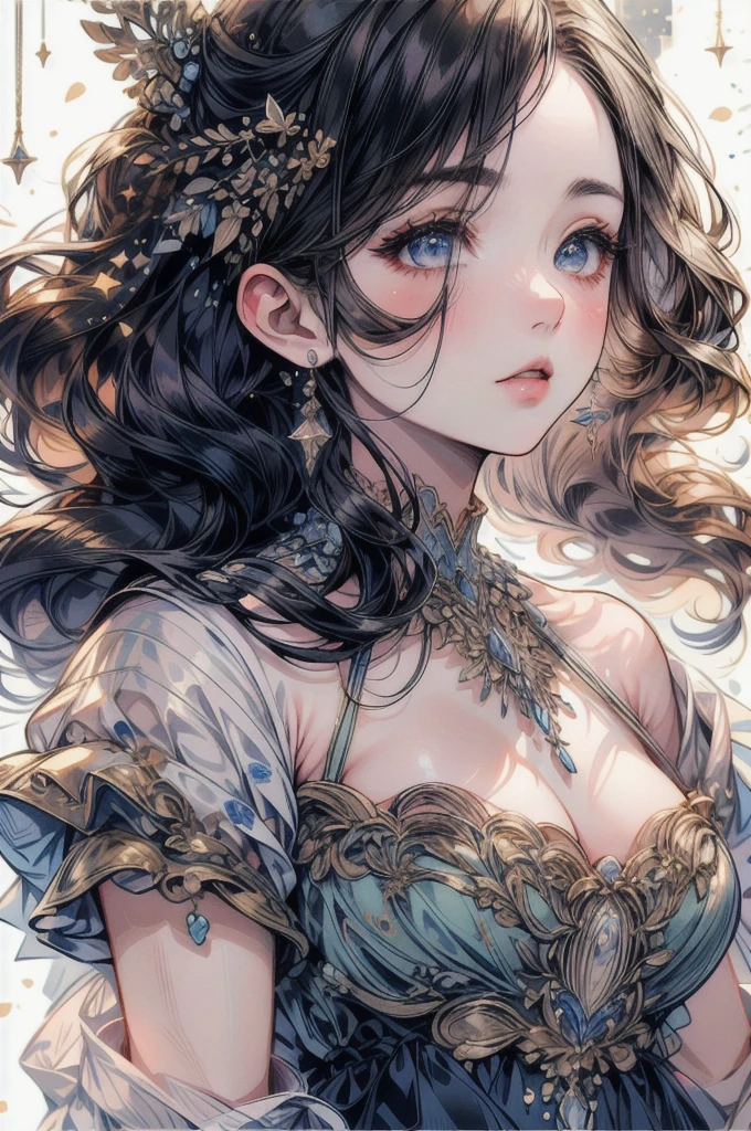 (masterpiece:1.2), best quality,PIXIV, 1girl, long hair, detailed dress, elegant, beautiful detailed eyes, beautiful detailed lips, extremely detailed face, longeyelashes, intricate hairstyle, serene expression, natural lighting, warm color palette, soft focus, photorealistic, delicate, fantasy, portrait