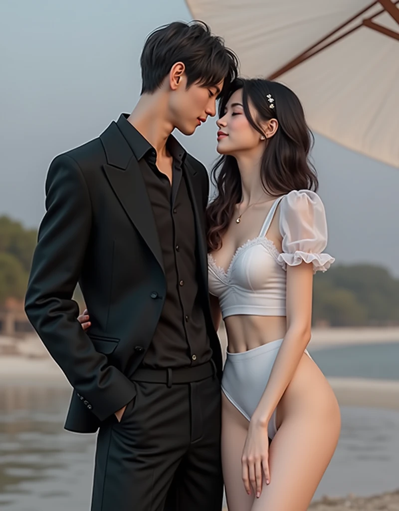 A girl in a bunny suit in her boyfriend&#39;s room, Sitting on the floor, People in the background々, Wrist cuff, Detachable collar, fishing net, Black shiny outfit, Tight bunny suit, Beautiful Face, Detailed lips,