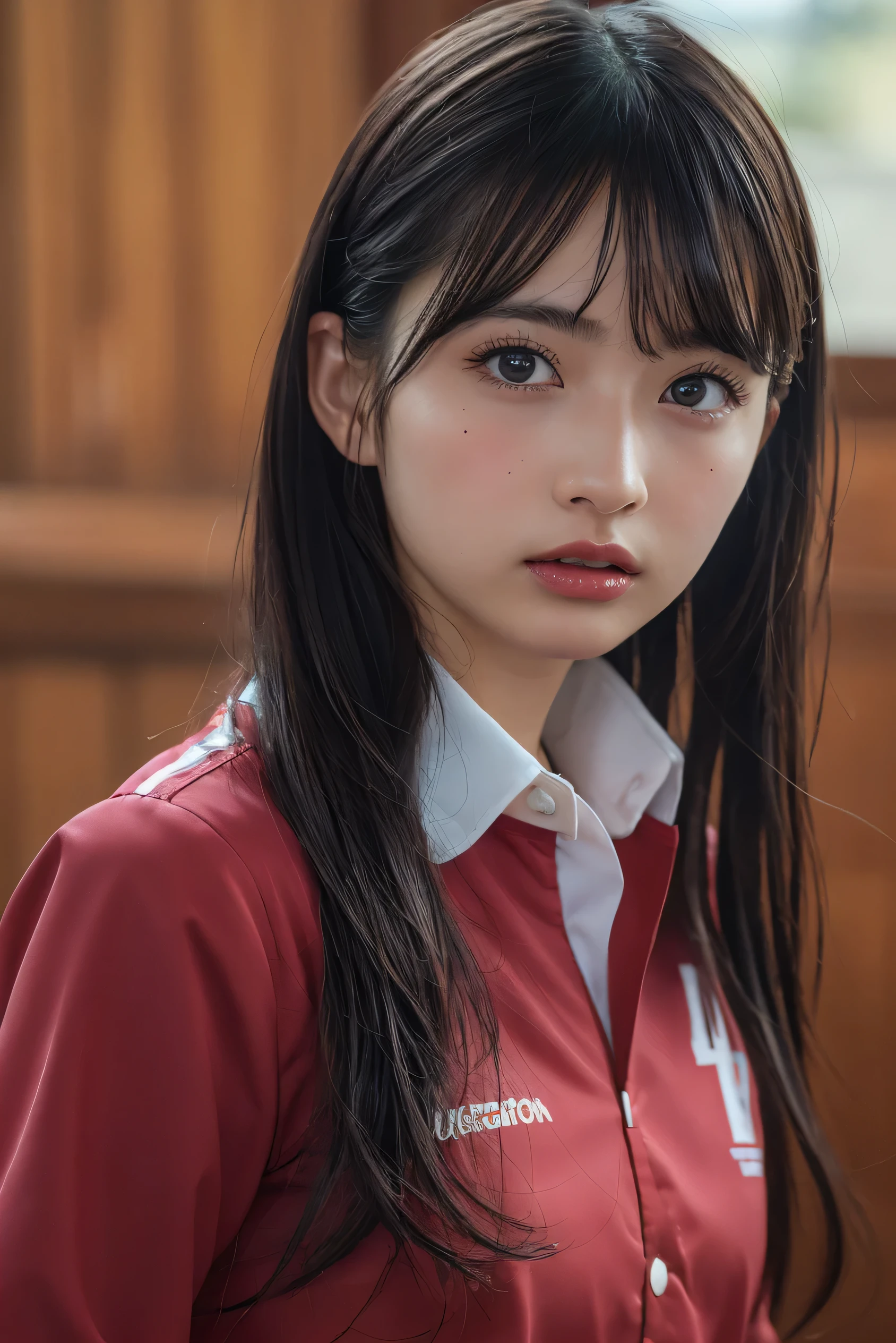 (8k, RAW Photos,highest quality, High resolution:1.1), (Ultra-realistic:1.4),(Realistic, Realistic:1.3),The Beauty of Japan、Rhythmic gymnastics club、Rhythmic Gymnastics Uniform、((Upper Body:1.3))
