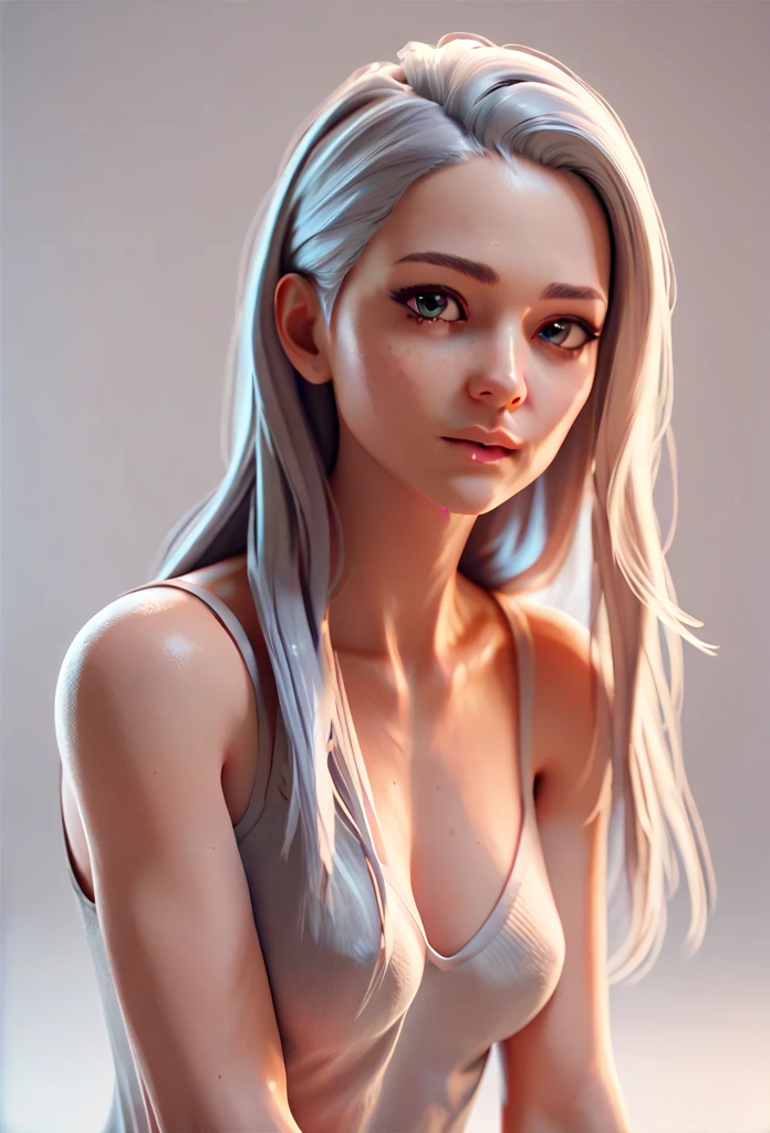 Stylish coordination,Silver Hair,Long Hair,１ girls ,Best Quality,  3D Rendering , 