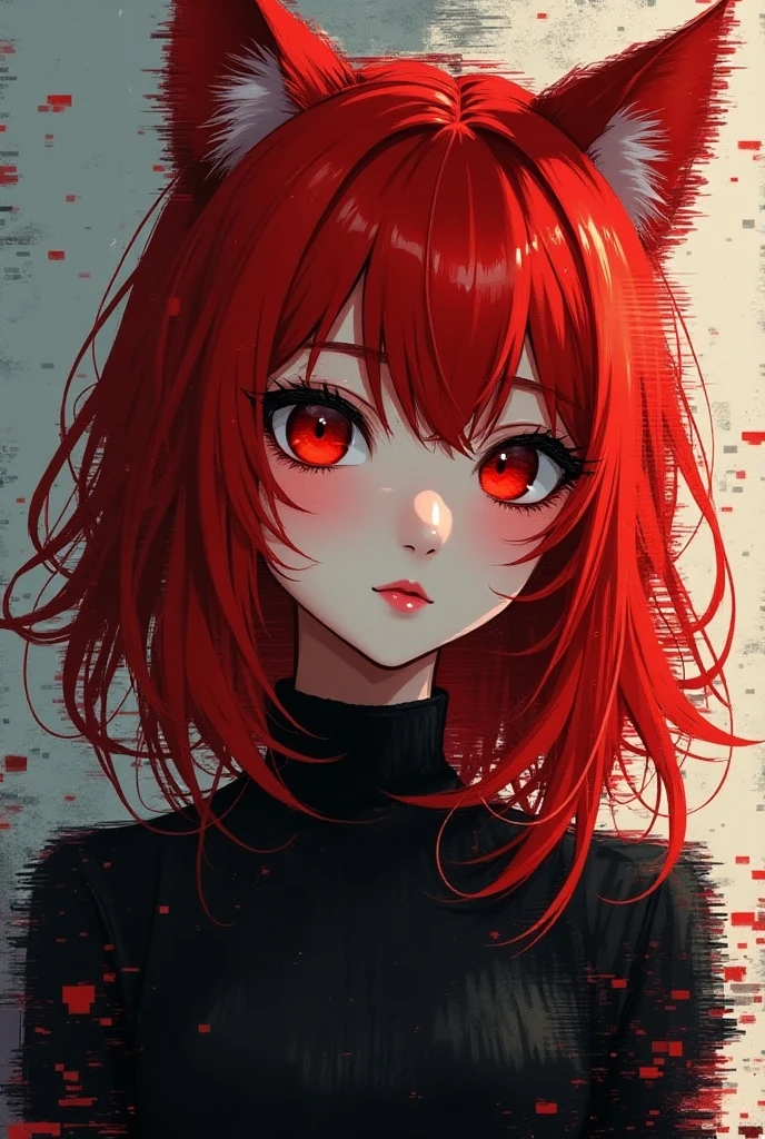 (masterpiece, high quality, best quality,  Official Art ,  Beautiful and Aesthetic:1.2),  1 Girl ,  red hair, cat ears, (Fault Art ), ( Digital Distortion ),   Pixelated Fragment  ,  Data Corruption ,Colored Noise,  Visual Confusion , Contemporary Aesthetics 