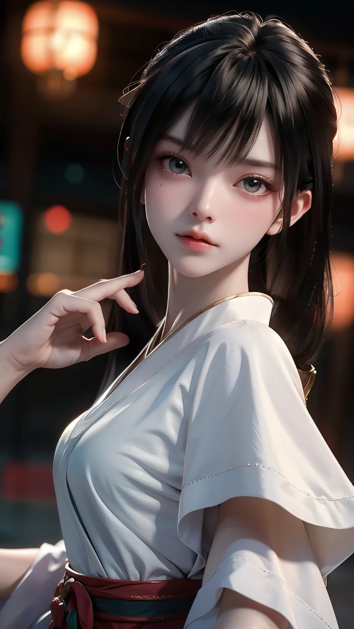 (8k, RAW photo, best quality, masterpiece:1.2), (realistic, photo-realistic:1.4),octane rendering, highres, ultra-detailed, extremely detailed, depth of field, a beautiful woman ,hanfu,ancient architecture,sharp eyes,shiny eyes,shiny skin,armlets,random pose,dynamic angle,backlighting:1.4,white skin:1.6,fair skin,seductive expression:1.4,The overall composition should have the focus on the character's appearance, felsa