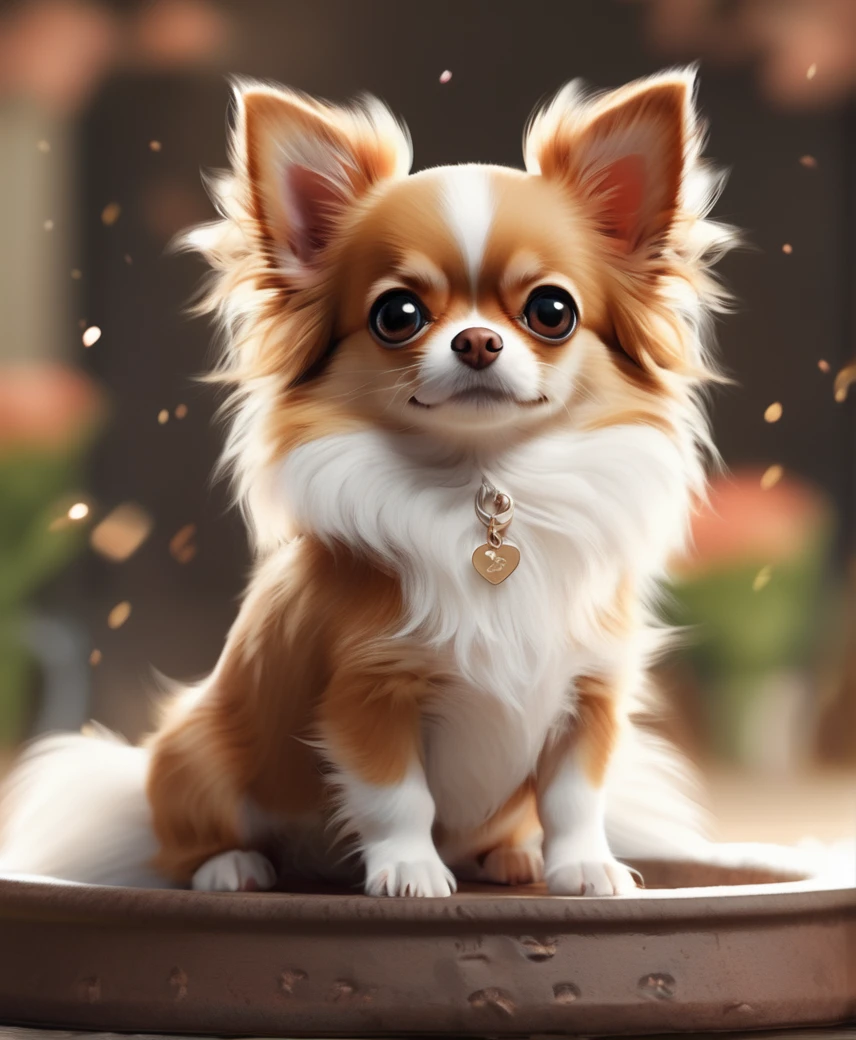 Long-haired Chihuahuas  ,  their gentle eyebrow color is white  ,  they are so cute in black and brown , Fluffy fur, big ,  sparkling eyes ,  they have a watery top line , Good question ,  I want to play with you  , active, Well deep, Gourmet, Fluffy.