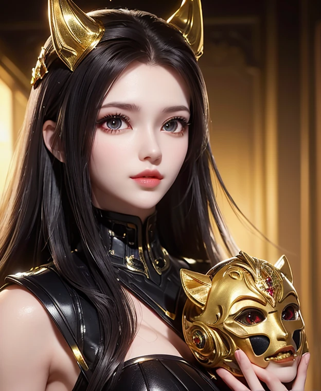 A female gold monster, gold monster suit, as she monster , full body , red eyes, helmet mask, high detailed, realistic, gloves, ultra realistic, ((full face helmet)), black shield sunglasses on eyes, smart black sunglasses ((red eyes)) white hair,