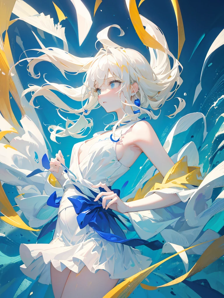 1 Female、Princess at the bottom of the sea、mermaid woman、Costumes made from seashells、Gorgeous hair decoration、Coral and seaweed background、Blonde、Sharp jaw、Thin eyebrows、Big eyes、Moist lips、Natural Tone Makeup、Bright light blue fish lower body、Side view、Clasping hands、leaning backward, Look up to the sky、Eyes closed、tearsが一筋目から零れ落ちる、tears、Sad mood、Sunshine pouring down from the sky、praying pose