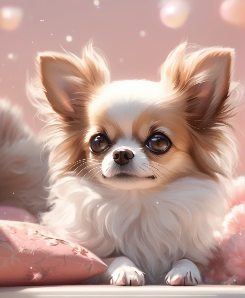 Long-haired Chihuahuas  ,  their gentle eyebrow color is white  ,  they are so cute in black and brown , Fluffy fur, big ,  sparkling eyes ,  they have watery top lines , Good question ,  I want to play with you  , active, Well deep, Gourmet, Fluffy.Chihuahuas are full 