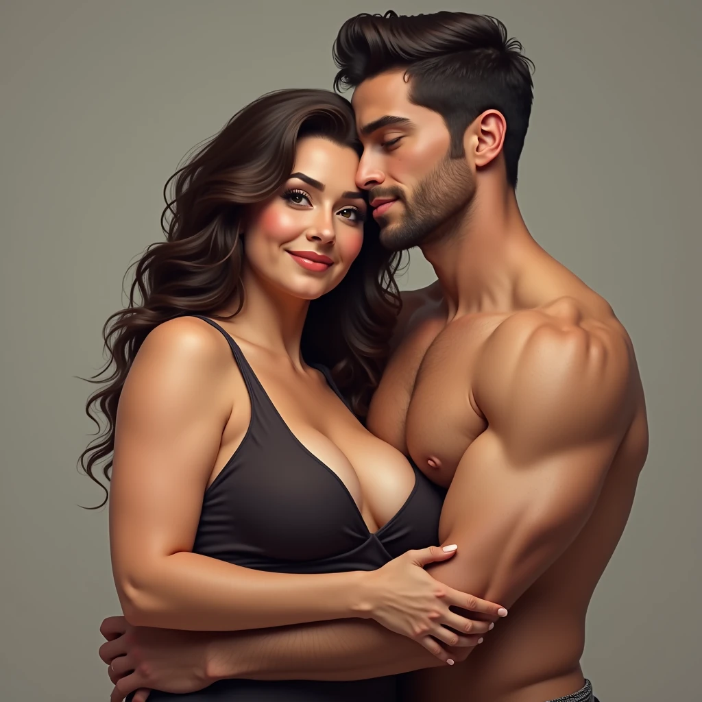 casal homem loiro cabelos longos  alto mulher estatura baixa latina cabelo longo