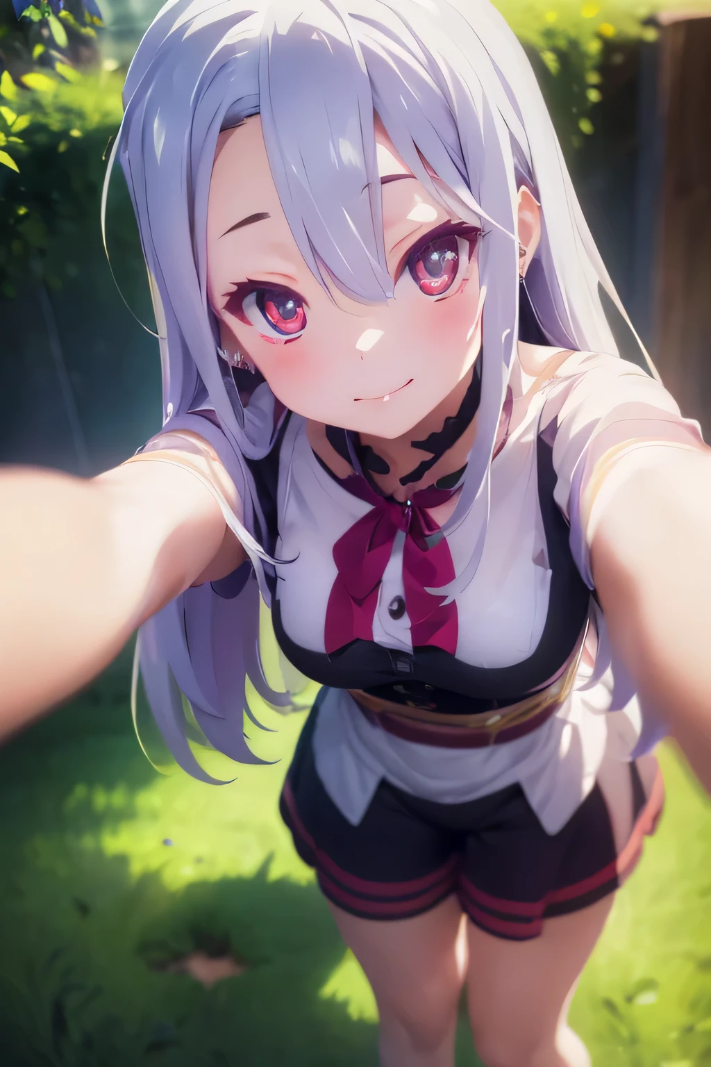 ( very detailed CG Unity 8k 壁紙),(masterpiece), ( best quality ), ( very detailed ), (Best Illustration),( best shadow )Gray Hair(colorful mesh hair), captures a serene (Selfie:1.8)、 focus on butt (Camel Toe 1.2)、Take photos with a face-to-face camera、Maid Cafe、 cat costume surrounded by grass 、 maid clothes、 spread his legs, Lift your legs,   leg hanging around the neck , Knees to chest、Viewers looking up from below、 she is looking at the person watching from below( smirk )、Perfect fingers、 beautiful eyes、Big Breasts、 Thin Waist、 perfect body、