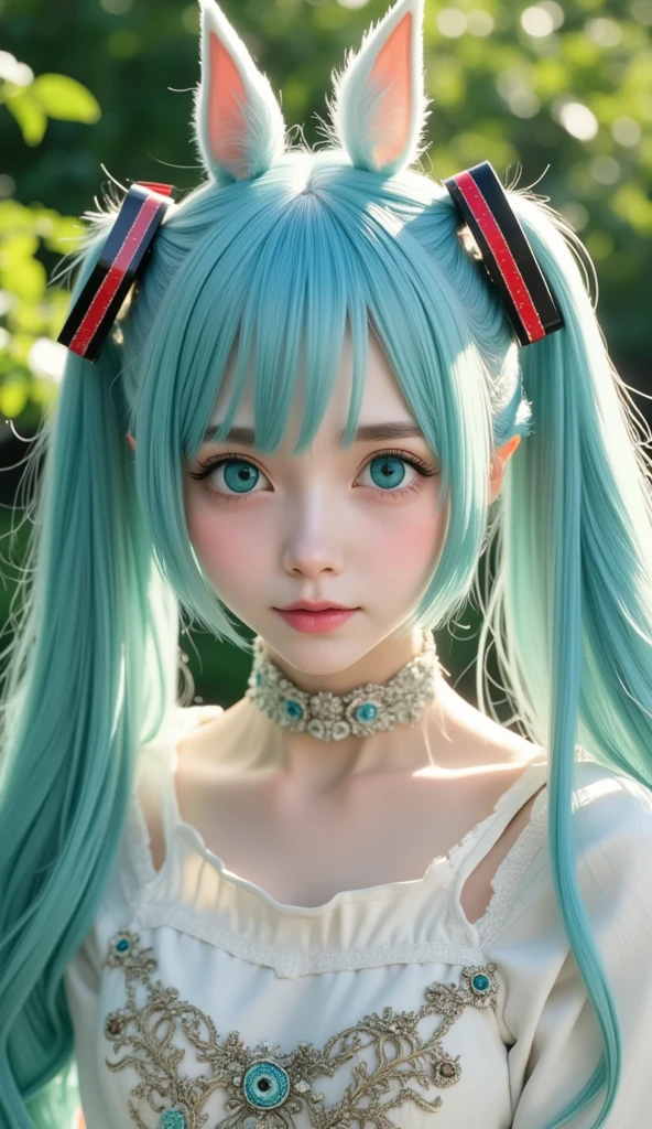 RAW photo、Blue-green hair,Two-tailed horse, sexy,Adorable,Small eyes、Expressionless,Squat Twintails、 Hatsune Miku、Official Art， Unity 8k wallpaper， very detailed ，aesthetics，masterpiece，Best Quality，Realistic,Photo level、Best Quality、Highest quality、masterpiece、