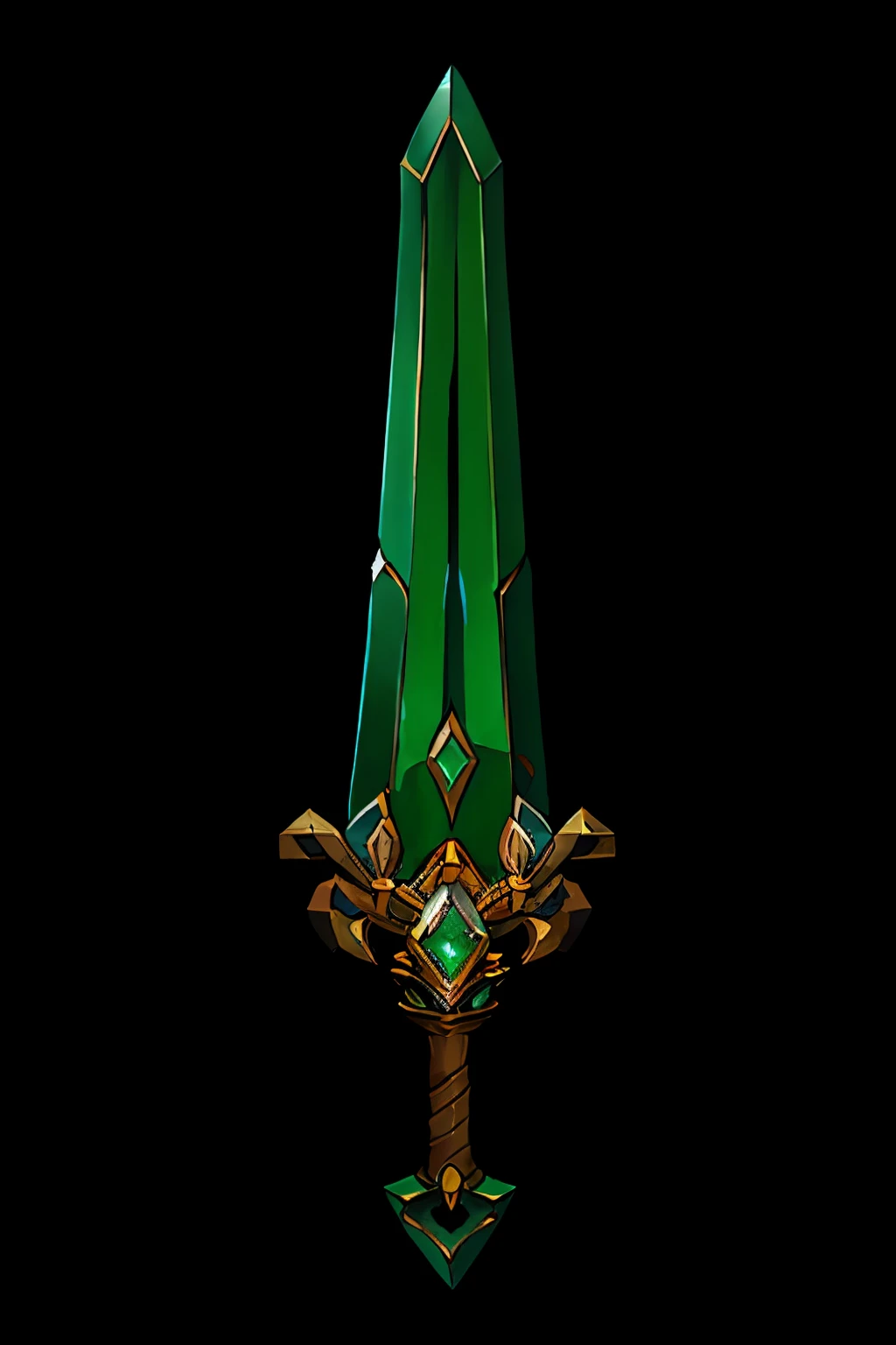 Emerald sword game art with long handle, The best quality,  trending in artstation ,  masterpiece 