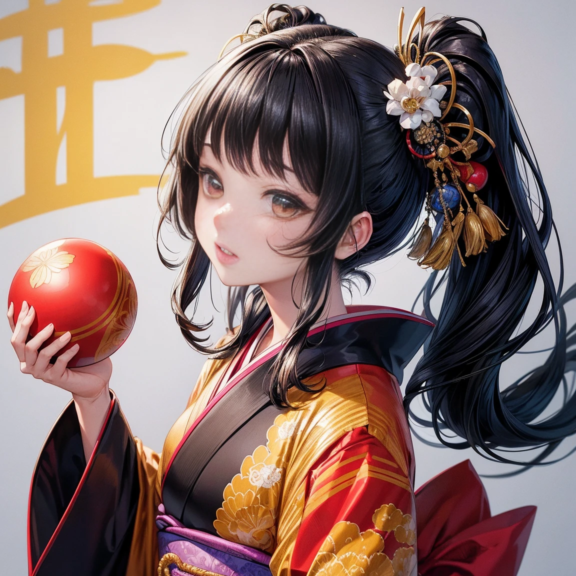 (Best Quality:1.2,  very detailed , up to date, Fun expression,  ultra high resolution,  high contrast, masterpiece:1.2, Best Quality, Best aesthetics), cute, Japanese princess hairstyle with black hair wearing a colorful kimono、カラフルな着物を着ている、New Year&#39;s pine decoration、shrine、snake、new year、Glamorous proportions,Aggressive Movement、 full body shown、 background white official illustration style,masterpieceBest Quality,Exquisite,8k, absurd,Super detailedなイラスト,( watch the audience ) (Super detailed, The absolute solution, Best Quality:1.3), 2.5D,  Delicate and dynamic effects, Lighting Effects, Artistic, Hyper,  Graphic CG Digital Art 、 Full Body Shot , design sheet