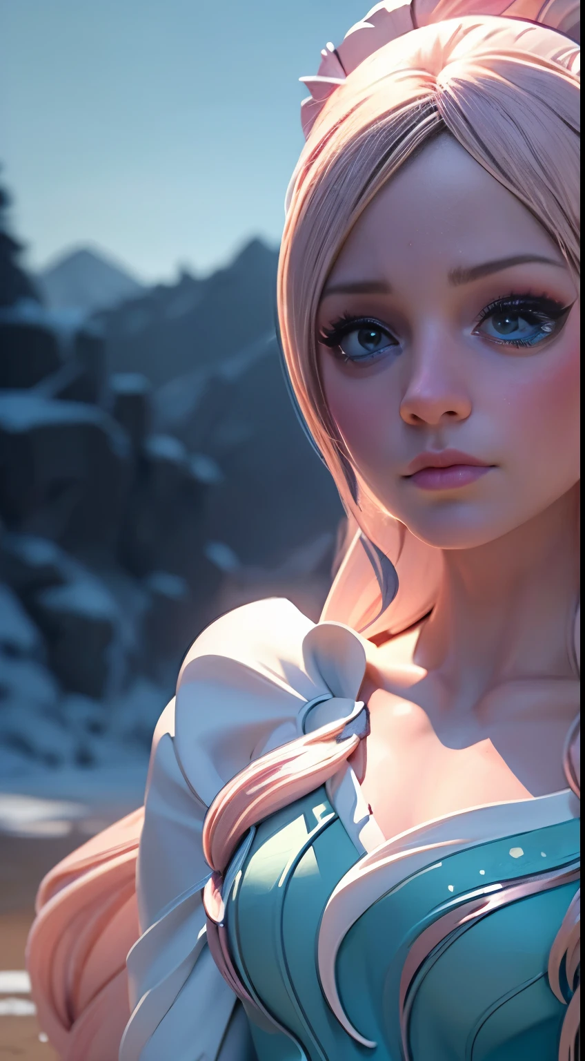 Elsa frozen Rose Quartz fusión. Highly detailed CG unity 8k wallpaper, style shot, complex, high detail, dramatic, highest quality movie still image, very detailed, masterpiece, best quality, character design, Elsa, Elsa from Frozen, (( Dark style)), realistic ultra-detailed rendering style, natural light, sharp character design, (hard focus, 8k), (((natural skin texture))), 8k textures, soft cinematic lighting, adobe lightroom, dark room, hdr, Sophisticated, Elegant, Rich Detail, Sharp Focuilm Look) )), Soothing Tones, Detail Frenzy, Intricate Detail, Super Detail, Low Contrast, Soft Film Lighting, Dull Colors, Exposure Blending, HDR, Fade, 35mm, f/1.4, ISO, f16, 25 sec.