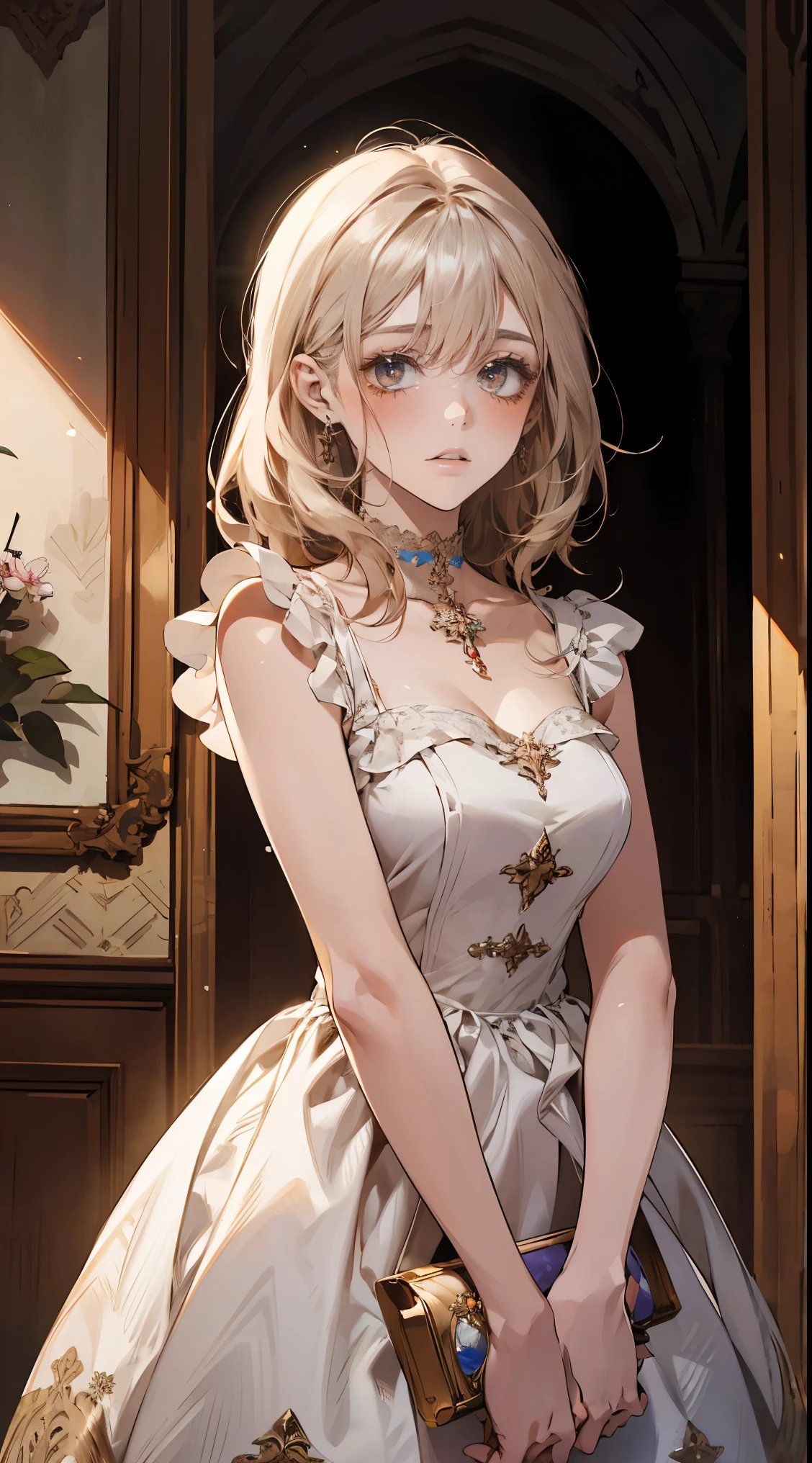 ((best quality)), ((masterpiece)), high quality), 1 Girl,freckle, blush, staring at the audience , , (((Shiny dress)))