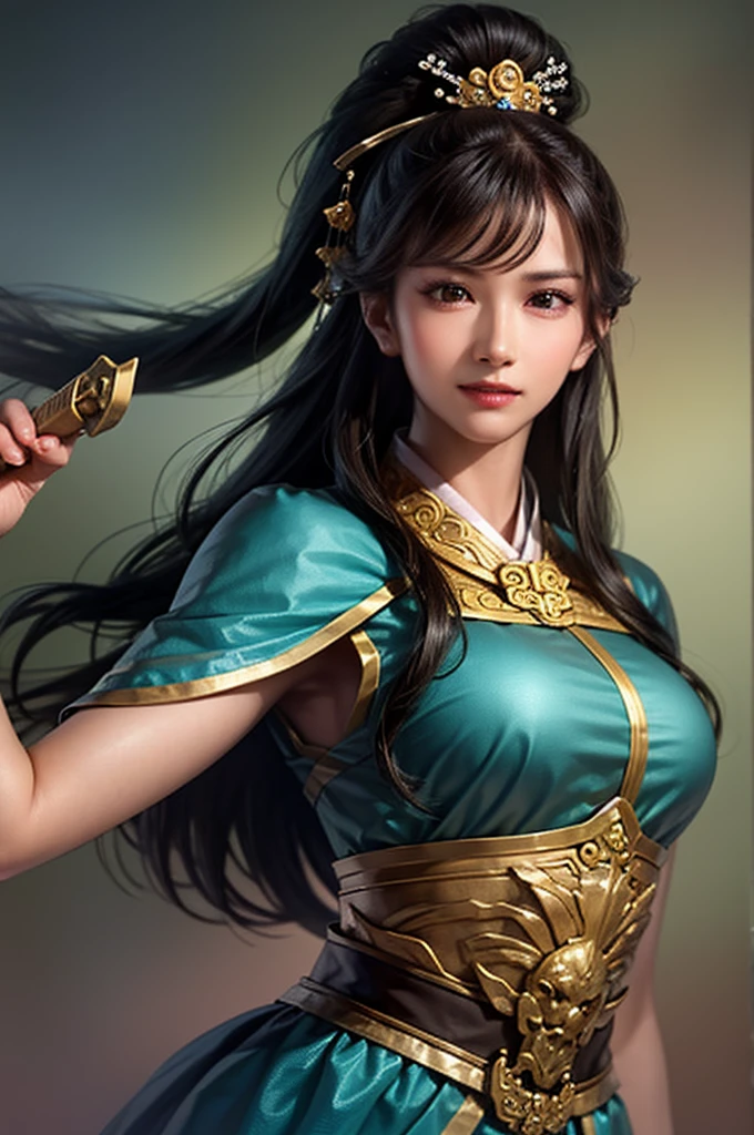 Close up of a woman wearing a red dress and holding a sword,beautiful empress ,Chinese Warrior,A beautiful rendering of the Han Dynasty, Beautiful Fantasy Empress ,masterpiece,Ancient Chinese Goddess,1 person,Large Breasts, Highly Detailed Face and Skin Textures ,  Lift to See Camera ,Perfect beauty: 1.4, fine grain,double eyelid, Whitening skin,Best Quality,  ultra high resolution ,  simple background, 8k high quality detailed art 