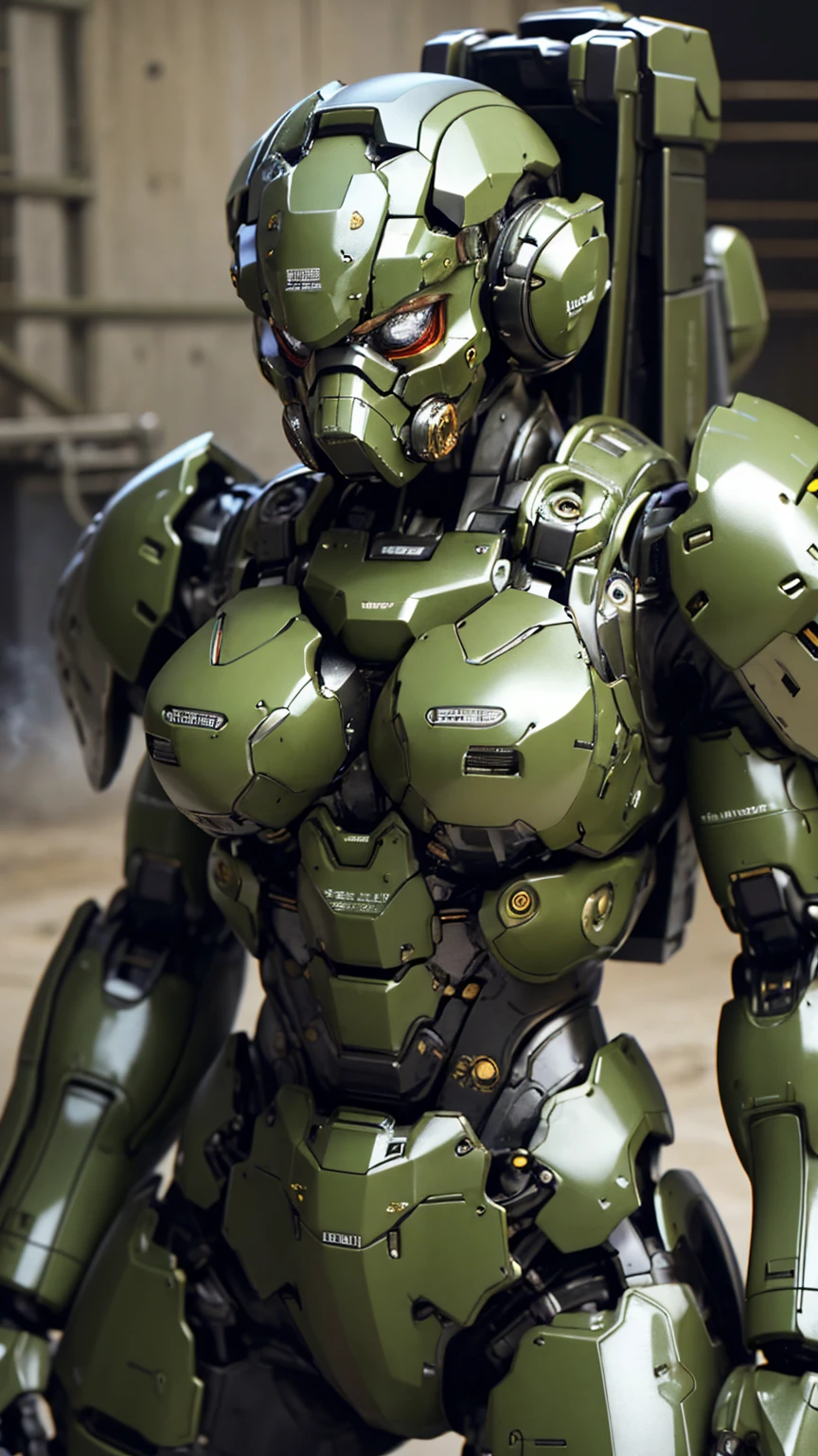 最 high quality非常に Details,  Details,  high quality, 最 high quality,  Kampala, 1080P, hard disk, beautiful,(War Machine),(Tight fitting headgear),See the whole picture,beautifulサイボーグ女性, green mecha cyborg girl,BATTLE MODE,Mecha Body Girl　8k green body armor　 girl　Sweaty face　Droopy eyes　 short hair　 Gas Mask with Extended Nozzle 　 boyish 　Steam coming out of my head　 hair wet from sweat 　Brown Hair,  Steam coming out of the mouth  　 bed close to the target　No exposed skin under the face　( is jumping)