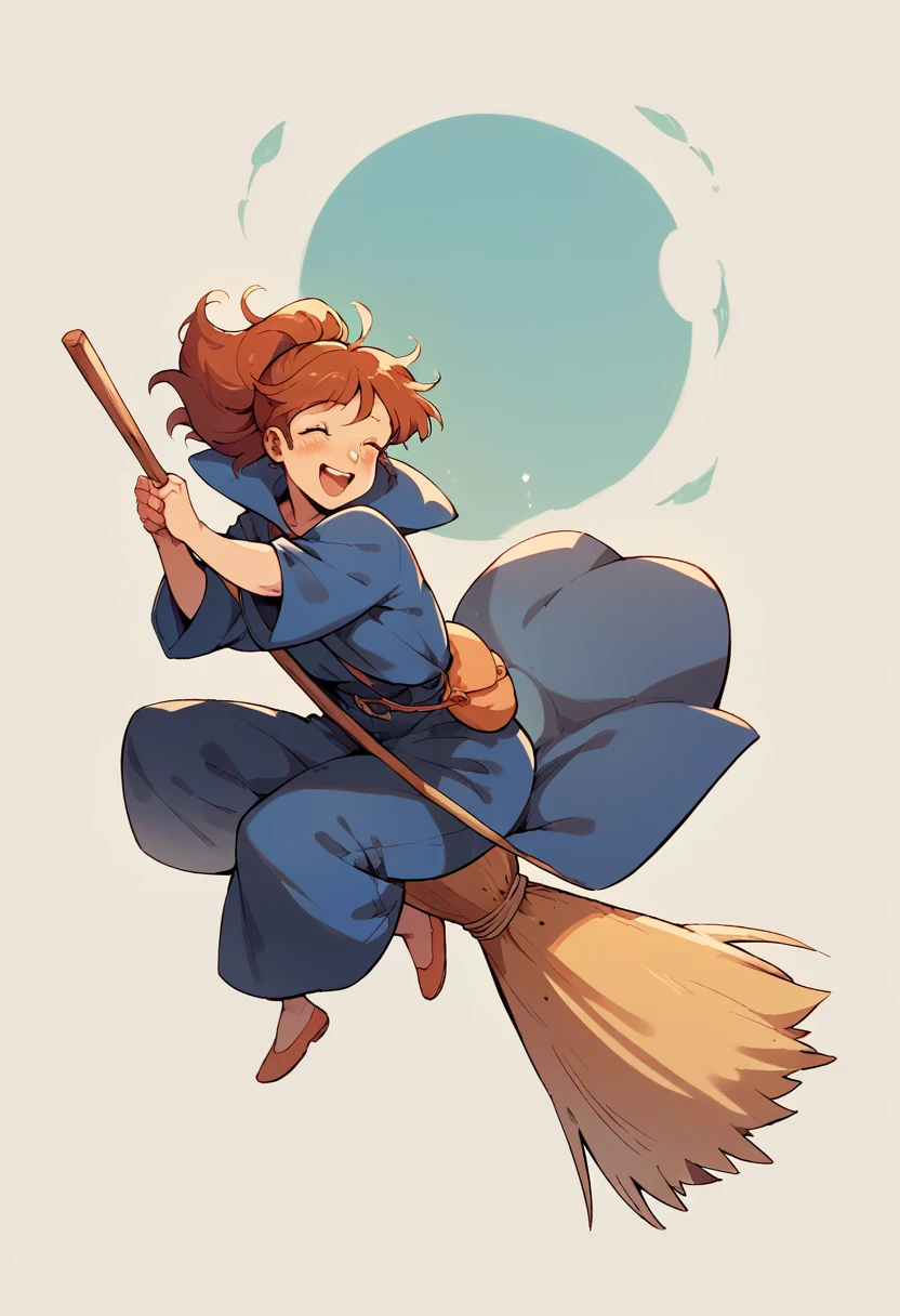 Kiki from Kiki's delivery system ((young witch)) ((riding a broom)) happy and sexy