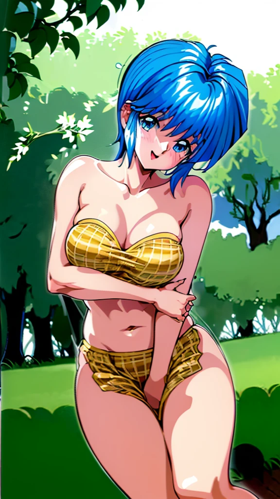 ( best quality , 8k, 32K, masterpiece,  ultra high resolution:1.2), Junior high school students, Blue Hair,  short hair, Saki Nijino, Completely naked, Small breasts, Leg spread, bath, smiling sexual , lure,  shows her genitals, Massage the breasts, masturbating in public