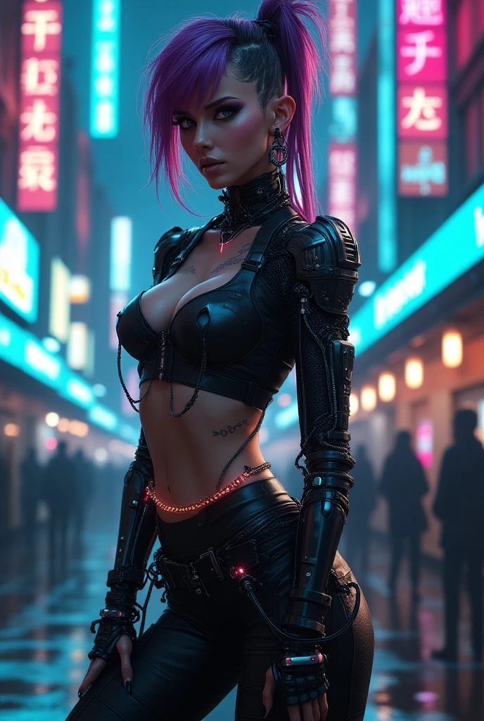 ((Stunning anime illustration of a masterpiece)), ((Extremely delicate beautiful cyber girl, very long neon lime hair, vibrant moonlight eyes, exposed naked hairy pussy, tattoo sleeves and piercings)), ((Highly detailed face)), ((Mechanical vertebrae)), ((Mechanical cervical vertebrae attached to neck)), (Wires and cables attached to neck: 1.2), ((Lots of wires and cables on head)), ((Wearing colorful Harajuku style hip hop cyberpunk tech hooded tech jacket)), (Lying with legs spread, sexy seductive slutty pose, sexy seductive slutty horny orgasmic facial expression), ((Camera view of cowboy shot from above)), (Masterpiece), ((Top quality)), ((Super detailed)), (Highly detailed photorealistic CG illustration), cinematic lighting, sci-fi, highly detailed, colorful, superb detail, (((cyberpunk city background, (Blade Runner), futuristic Harajuku cybercity district))), (big breasts:1.5),