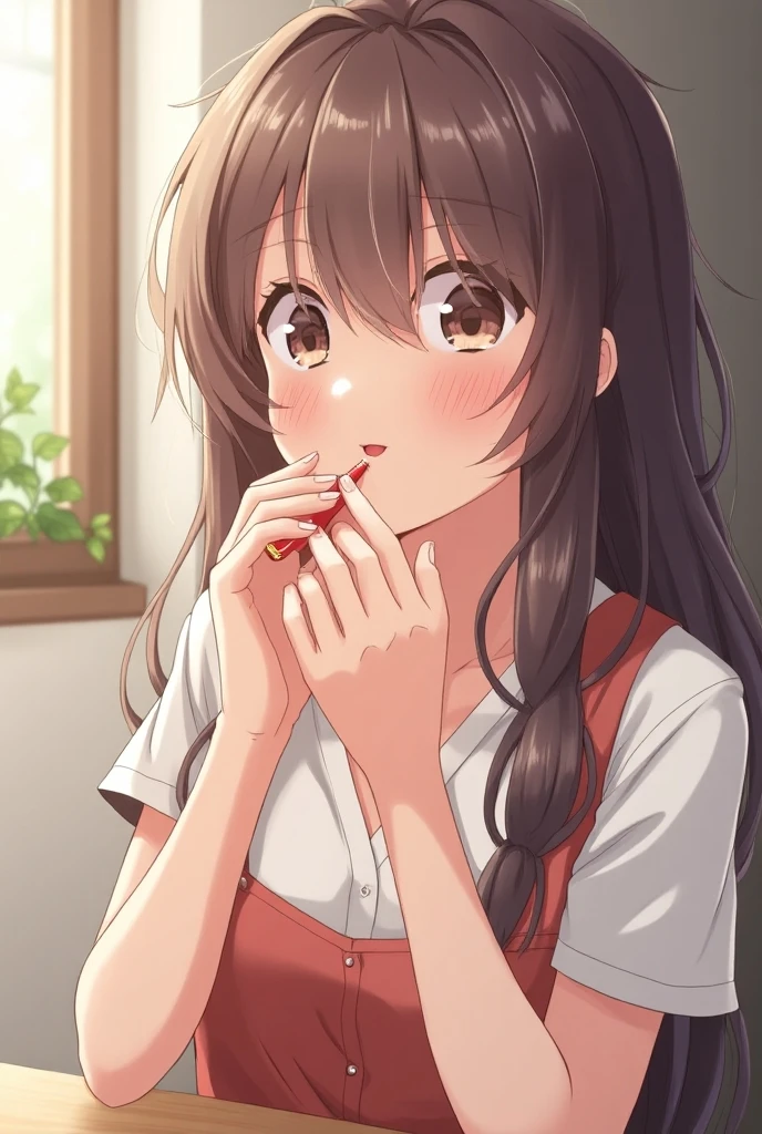 Arisu slowly stepped out onto the terrace.、There was a delicious breakfast prepared for her.。On the table covered with a white cloth、Fresh berries and fresh bread、and芳醇な香りの紅茶が並んでいます。She sat down gently in a chair、I picked up a beautiful cup。 Tea steam rising、The scent tickles her nose.。Arisu closed her eyes.、moment、I took a deep breath, feeling enveloped in the scent.。and、Quietly bring the cup to your mouth、I'll have a sip of tea。In its graceful movements、Her good upbringing and dignity were naturally evident.。((nsfw))(((()))(((infant)))((Lolita))(na)((Showing nipples under shirt))((A look at the sheer see-through mini dress))