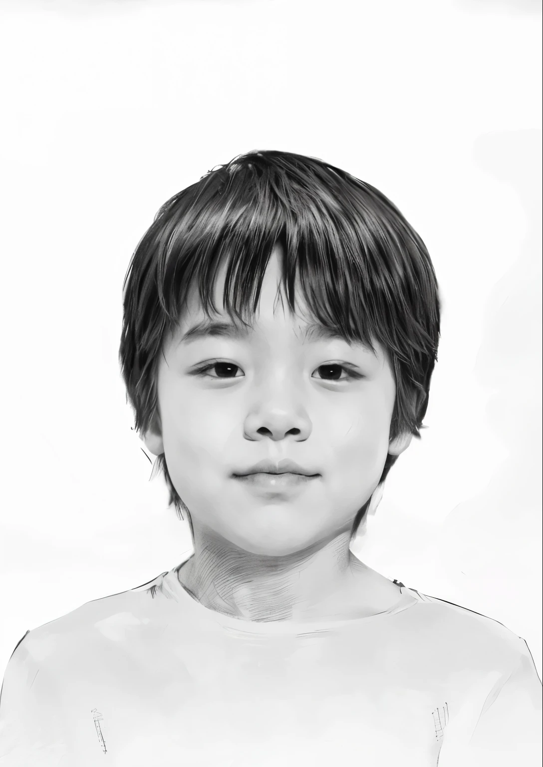 Abstract character traits，charcoal drawing， white and black ，boy ,hair