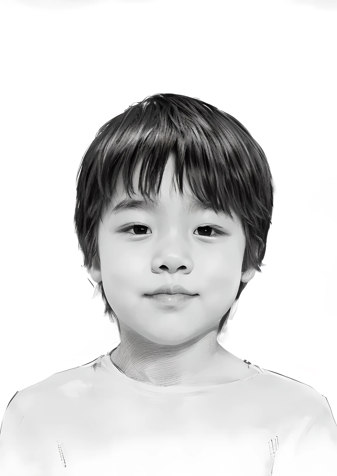 Abstract character traits，charcoal drawing， white and black ，boy ,hair