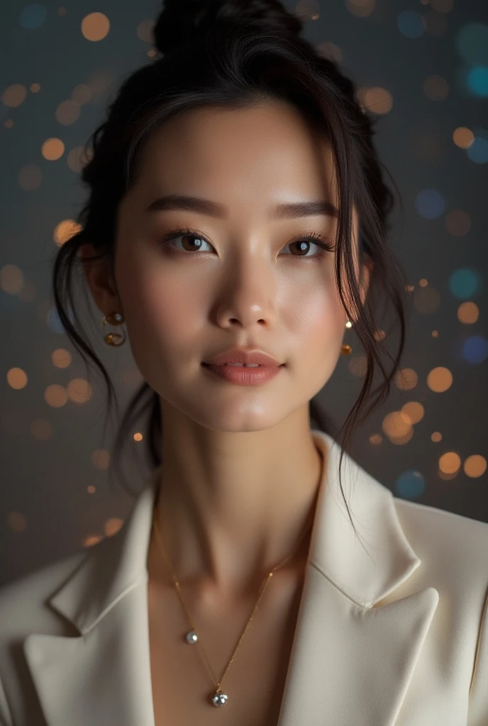 (masterpiece,highest quality:1) Detailed face、Bust shot of a very beautiful woman wearing a turtleneck sweater that is too large and too coarsely knitted、The bra is visible through the knitted sweater. (((Very sharp focus、Sharp cutting edge)))、Beautiful photos of sweaters, Japanese adult women as movie stars, movie premiere gala, Dark and gloomy atmosphere (masterpiece:1.2) Night view of Tokyo in the background、 (Realistic:1.2) (bokeh) (highest quality) (detailed skin:1.2) (Intricate details) (At night) (8k) (High resolution) (Cinema Lighting) (Sharp focus), ((Close-up portrait:1.2)), (Earrings), Avert your eyes ,(nature_skin,realskin:1.5), black_eye, low_slanting shot, outside_door, Detailed face、Detailed chest、