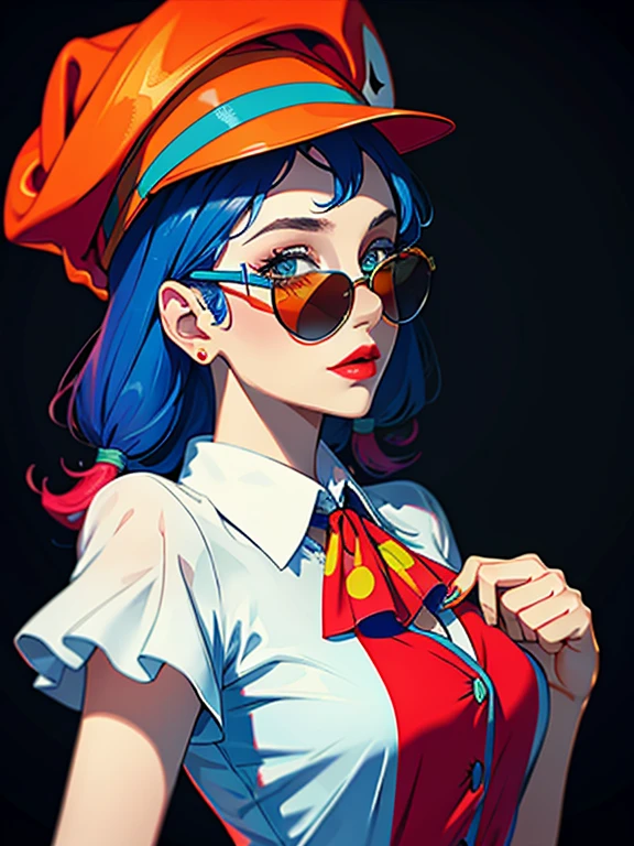 a clown in a sunglasses cap and cold blouse