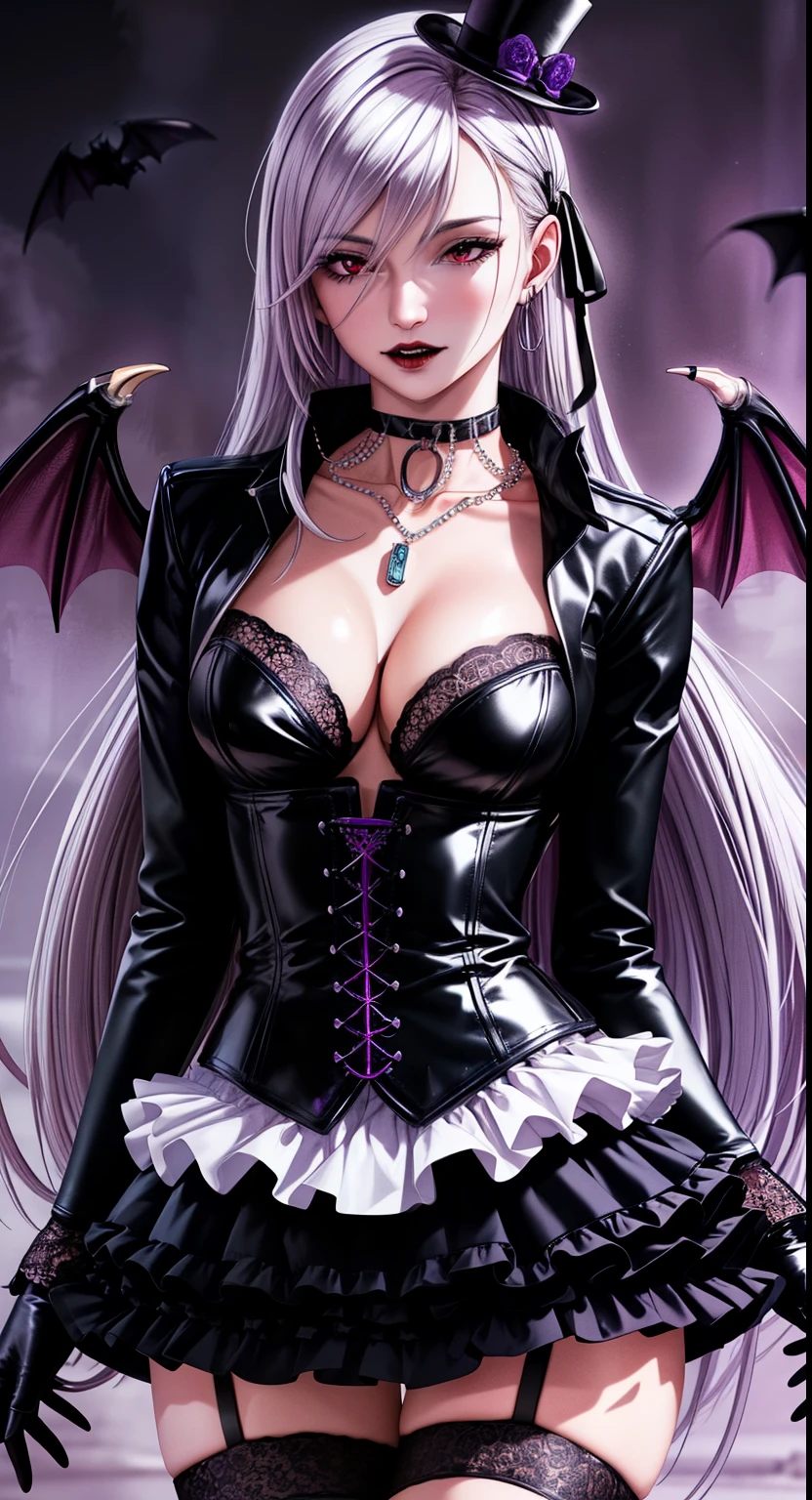 (extremely detailed CG unity 8k wallpaper,masterpiece, best quality, ultra-detailed), beautiful but dangerous, seductive Succubus, sultry eyes, [devil tail:1.2], [horn:Tiny Golden Horns:1.5], [wings: silk feather wings:1.3], sexy leather clothes with many buckles and belts, [red skin:1.2], [sharp claws:1.2], [fire in the background:1.3], [texture: leather]:0.6.