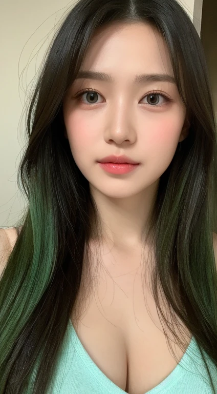 perfect figure beautiful woman：1.4，Layered Hair Style，Protruding cleavage：1.2，Wet clothes：1.5，Highly Detailed Face and Skin Textur，double eyelid，Whiten the skin，Long wet hair, green cyan eyes