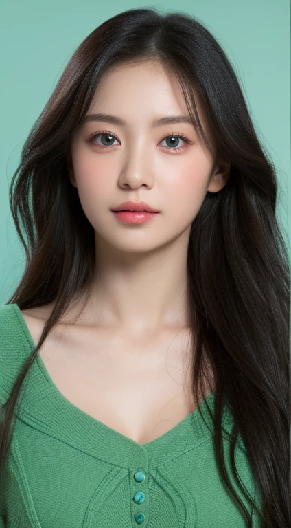 perfect figure beautiful woman：1.4，Layered Hair Style，Protruding cleavage：1.2，Wet clothes：1.5，Highly Detailed Face and Skin Textur，double eyelid，Whiten the skin，Long wet hair, green cyan eyes