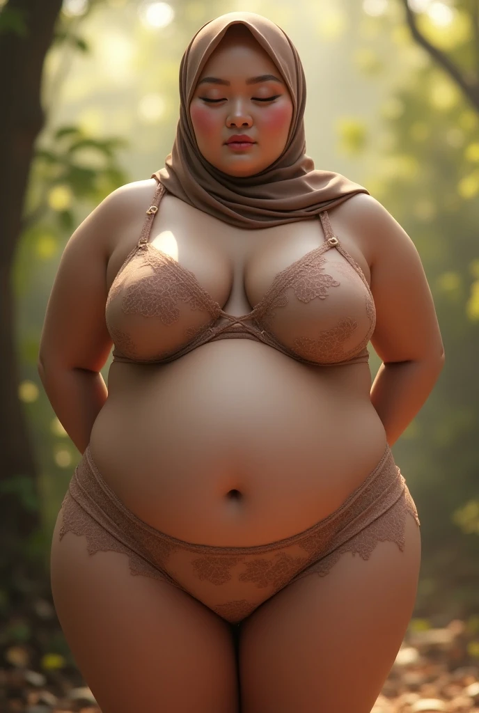 ((best quality)), (masterpiece), (perfect face), (perfect body shape), (detailed image), Chubby woman in hijab, Wearing , ultra-sensuelle underwear, curvy plump body, perfect body, room as background , sexy style