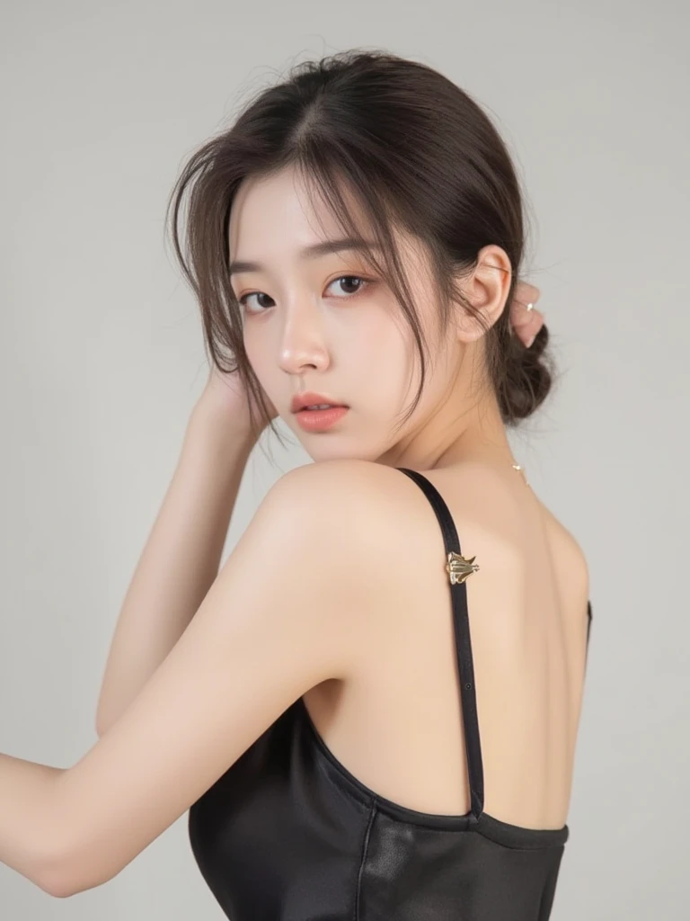 very beautiful korean slim girl posing seductively wearing sexy clothes