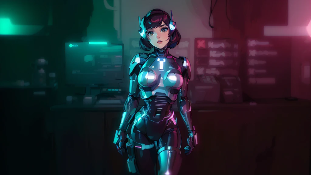 there is a woman in a futuristic suit standing in front of a computer, retrofuturistic female android, beautiful female android, beautiful alluring female cyborg, cute cyborg girl, beautiful android woman, portrait of a female android, beautiful female android!, beutiful girl cyborg, sci-fi android female, cyborg girl, young lady cyborg, as a retro futuristic heroine