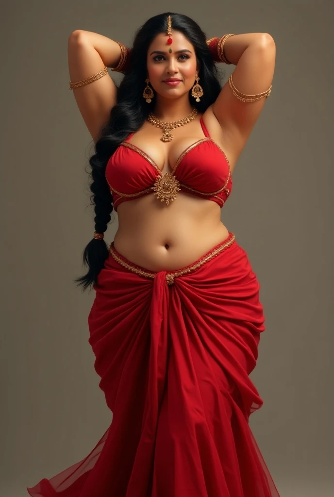 perfect face (6 years old) in saree wlop perfect body exposed midriff highleg loli flat chest curvy indian armpits bellydancer 8k chubby high res knees ankles , royal skimpy underwear, cleavage (oily skin:1.4) depth of field (chubby:1.2) bokeh, small breast (best quality), (masterpiece) (high heels) (council:1.6) (full body shot:1.7) red theme