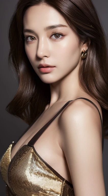 1 female,Small breasts,Light Brown Hair, Blunt bangs, Random length hair,((Glamorous and attractive figure,She&#39;s sticking her ass out towards me)), Thin face, Delicate lips, Saggy eyes, Light brown eyes,Perfect glowing skin, (Realistic:1.3), Tight outfit,Super Detail,high quality,最high quality, High resolution，(((From head to toe，whole body,)))20-year-old，Green Eyes,Crouching,Dimples,Mole around the mouth,freckles,